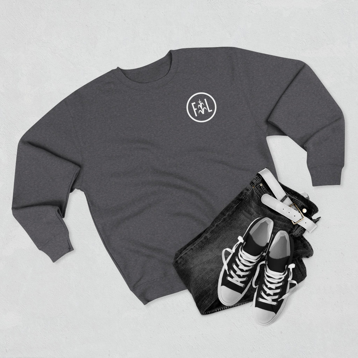 Flatlander Unisex Crewneck Sweatshirt- White Logo