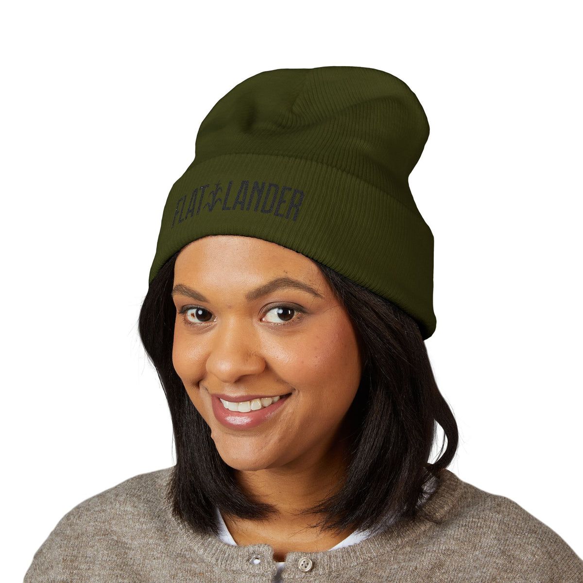 Flatlander Embroidered Beanie - Cozy Winter Wear, Perfect for Outdoor Activities.