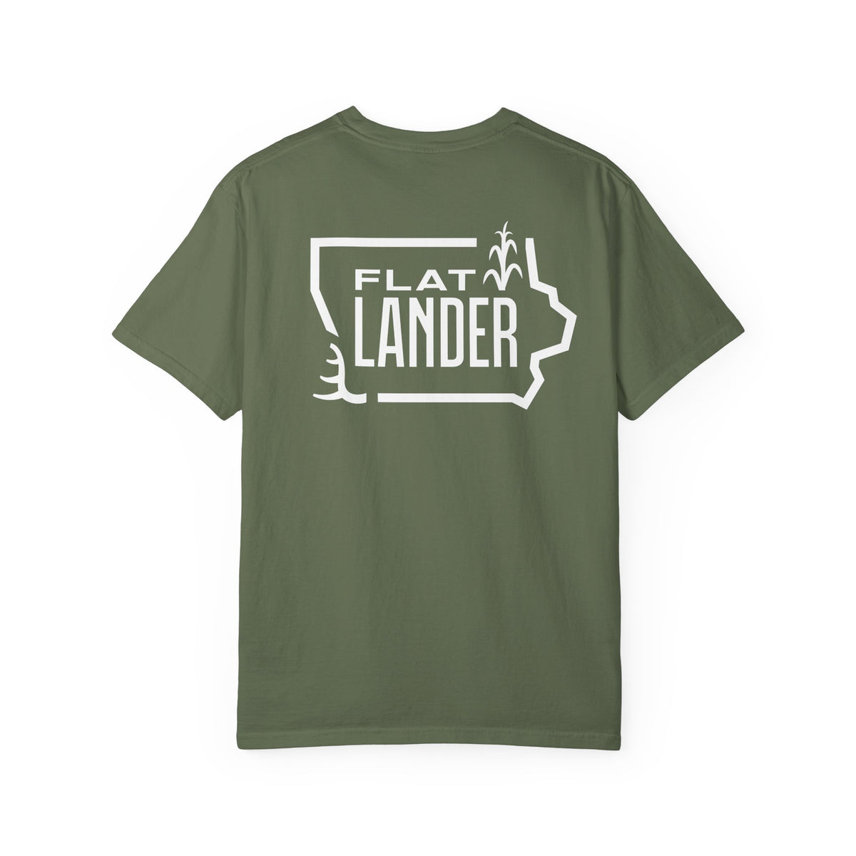 Flatlander Unisex Garment-Dyed T-shirt White Flatlander Logo- Comfort Colors