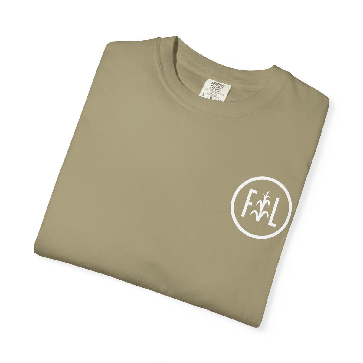Flatlander Unisex Garment-Dyed T-shirt White Flatlander Logo- Comfort Colors
