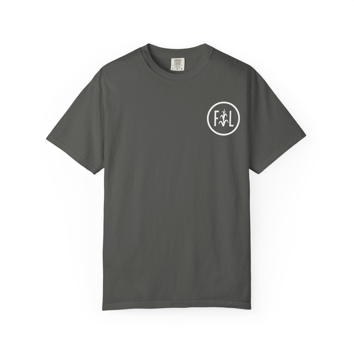 Flatlander Unisex Garment-Dyed T-shirt White Flatlander Logo- Comfort Colors