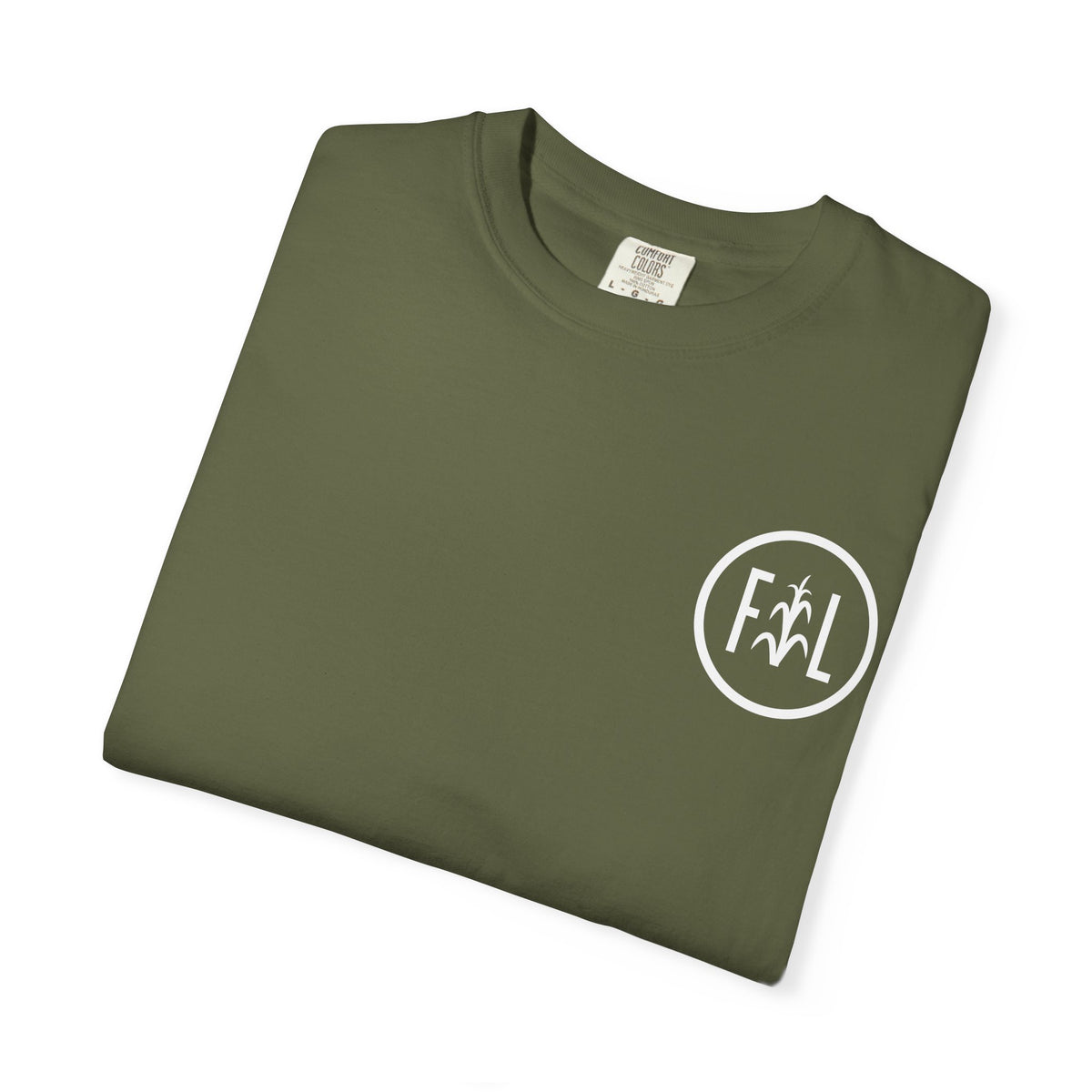Flatlander Unisex Garment-Dyed T-shirt White Flatlander Logo- Comfort Colors