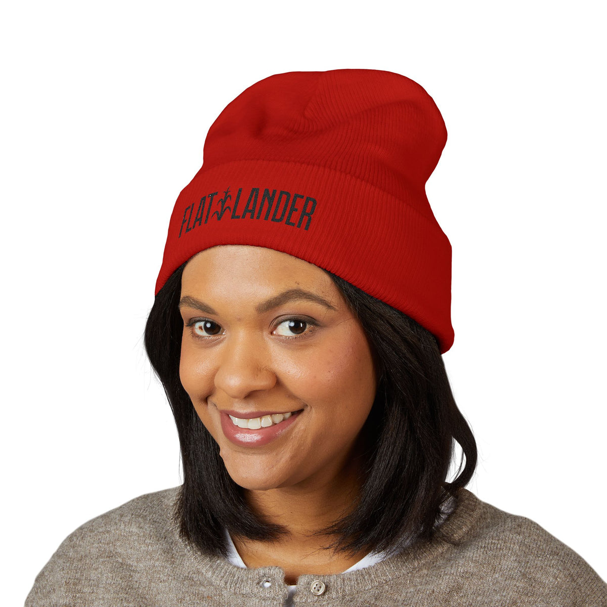 Flatlander Embroidered Beanie - Cozy Winter Wear, Perfect for Outdoor Activities.