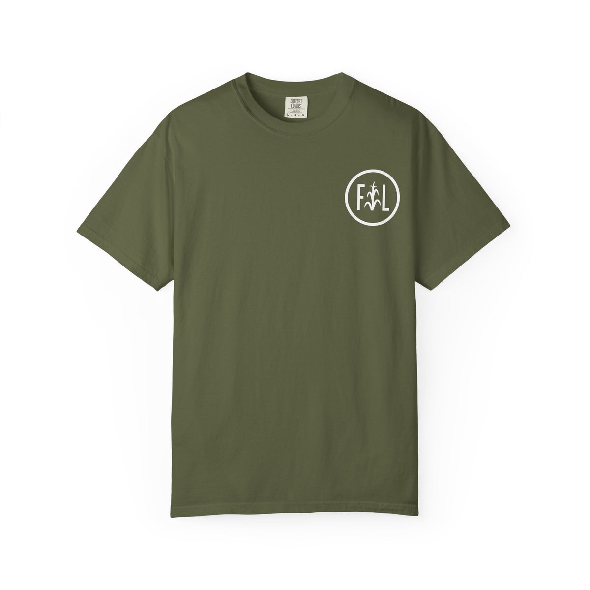 Flatlander Unisex Garment-Dyed T-shirt White Flatlander Logo- Comfort Colors