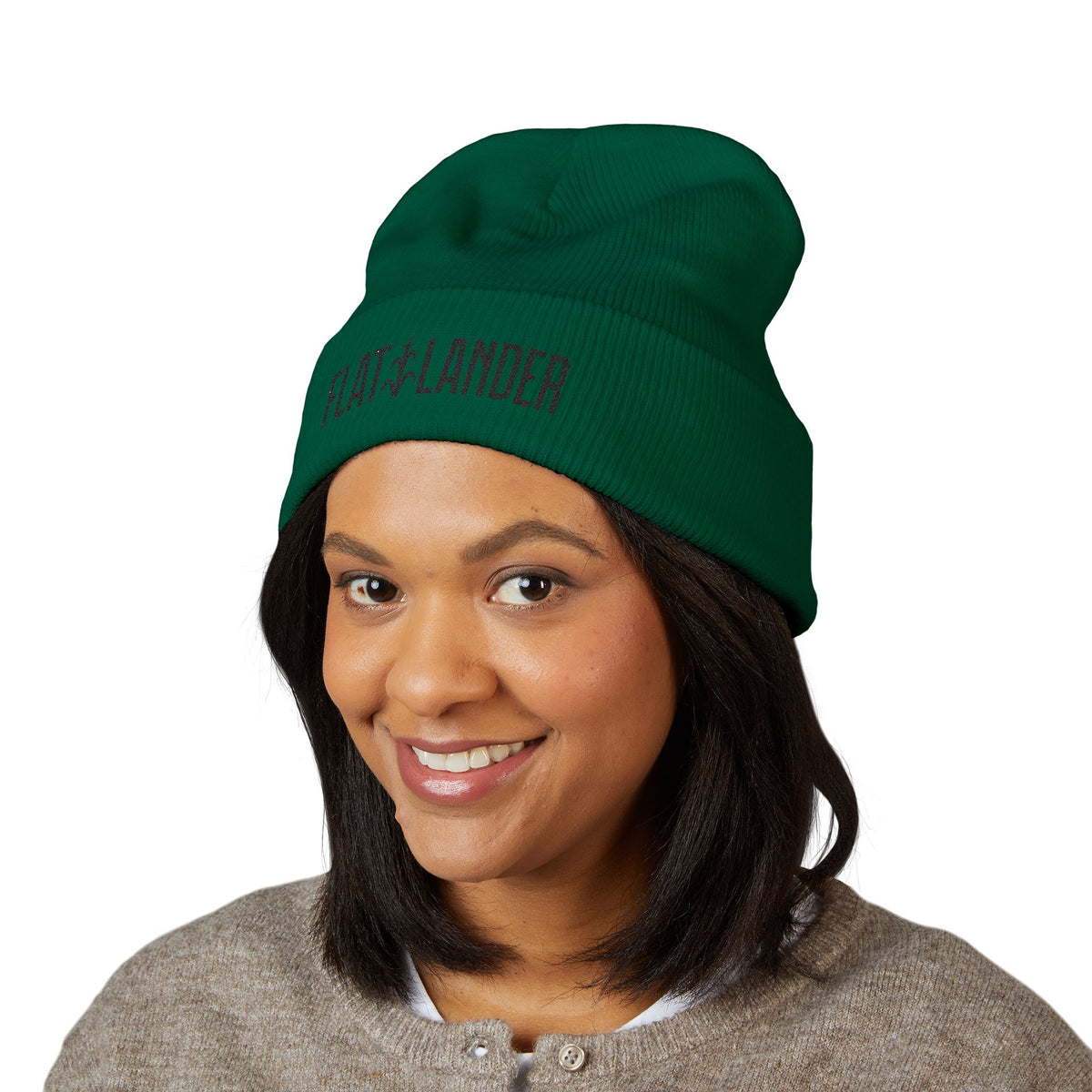 Flatlander Embroidered Beanie - Cozy Winter Wear, Perfect for Outdoor Activities.