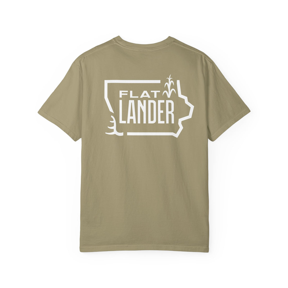 Flatlander Unisex Garment-Dyed T-shirt White Flatlander Logo- Comfort Colors