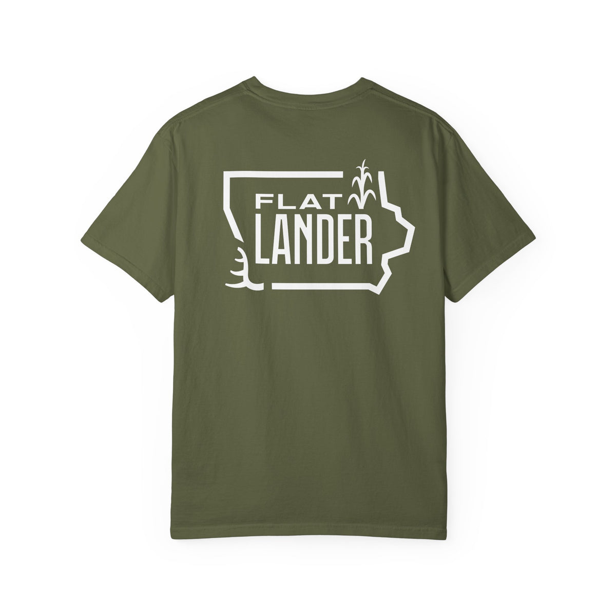 Flatlander Unisex Garment-Dyed T-shirt White Flatlander Logo- Comfort Colors