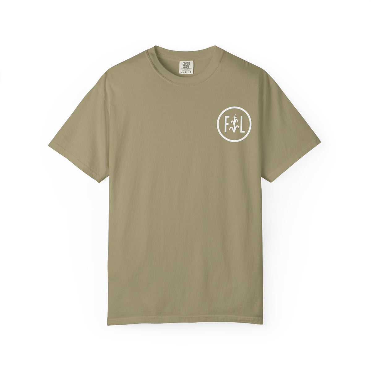 Flatlander Unisex Garment-Dyed T-shirt White Flatlander Logo- Comfort Colors