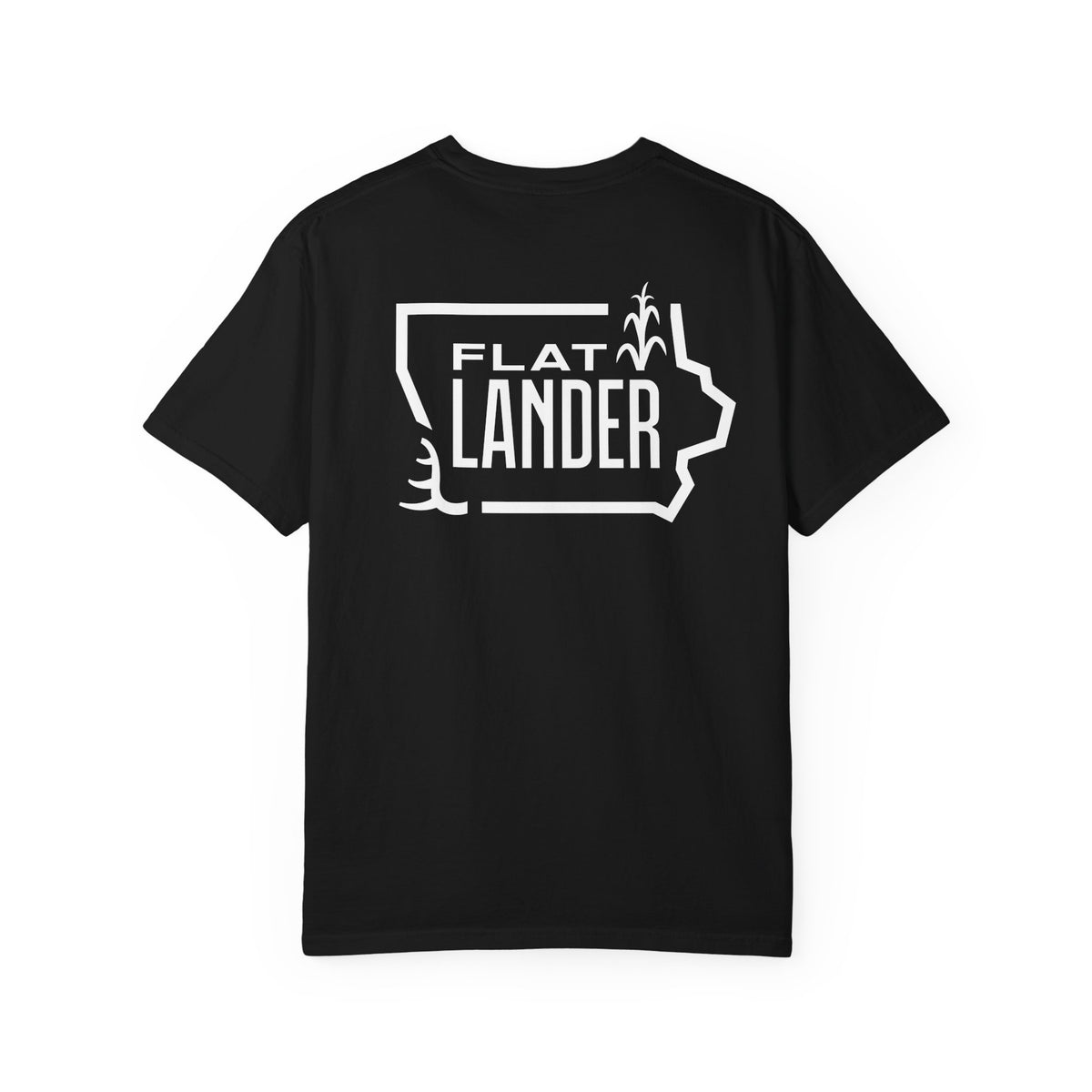 Flatlander Unisex Garment-Dyed T-shirt White Flatlander Logo- Comfort Colors
