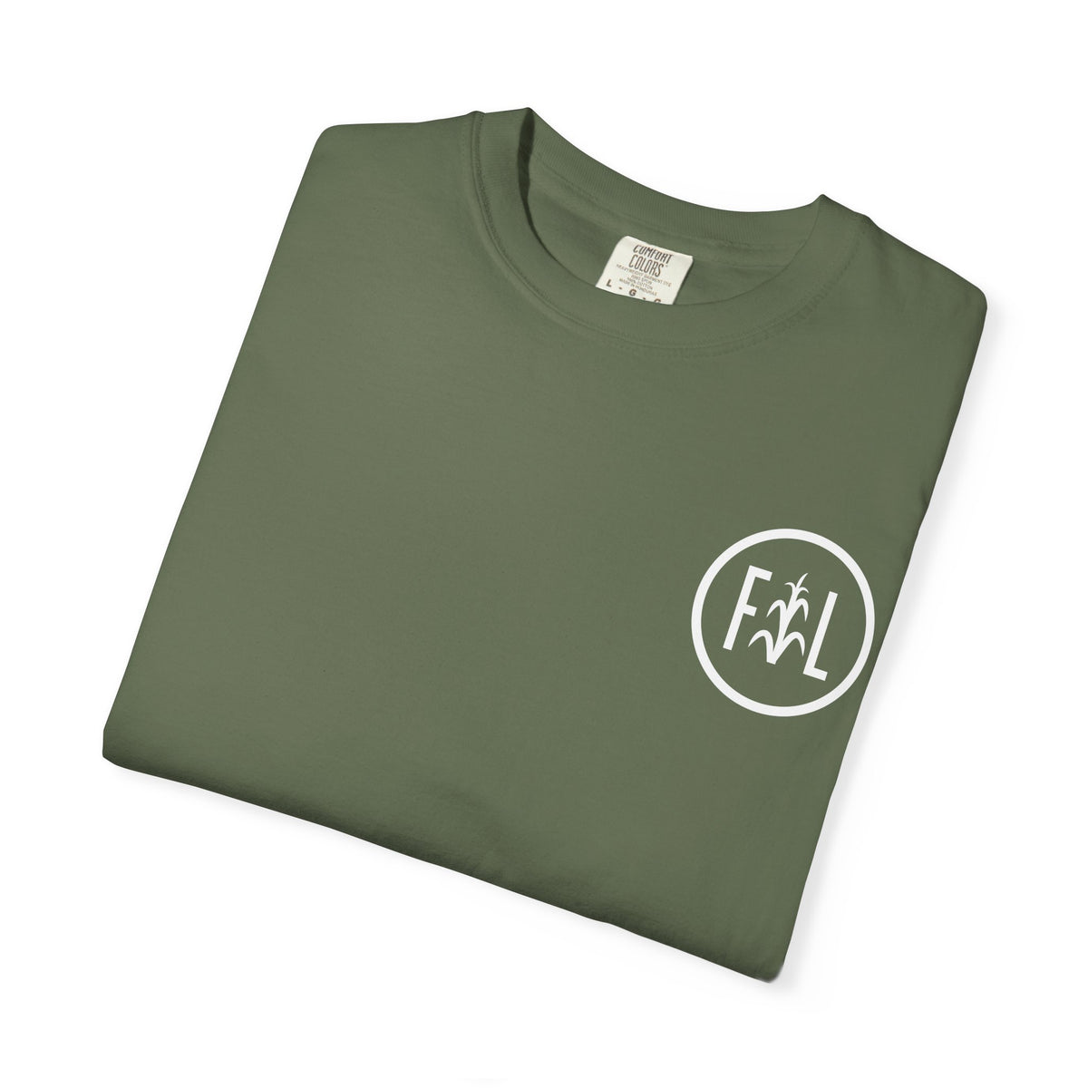 Flatlander Unisex Garment-Dyed T-shirt White Flatlander Logo- Comfort Colors