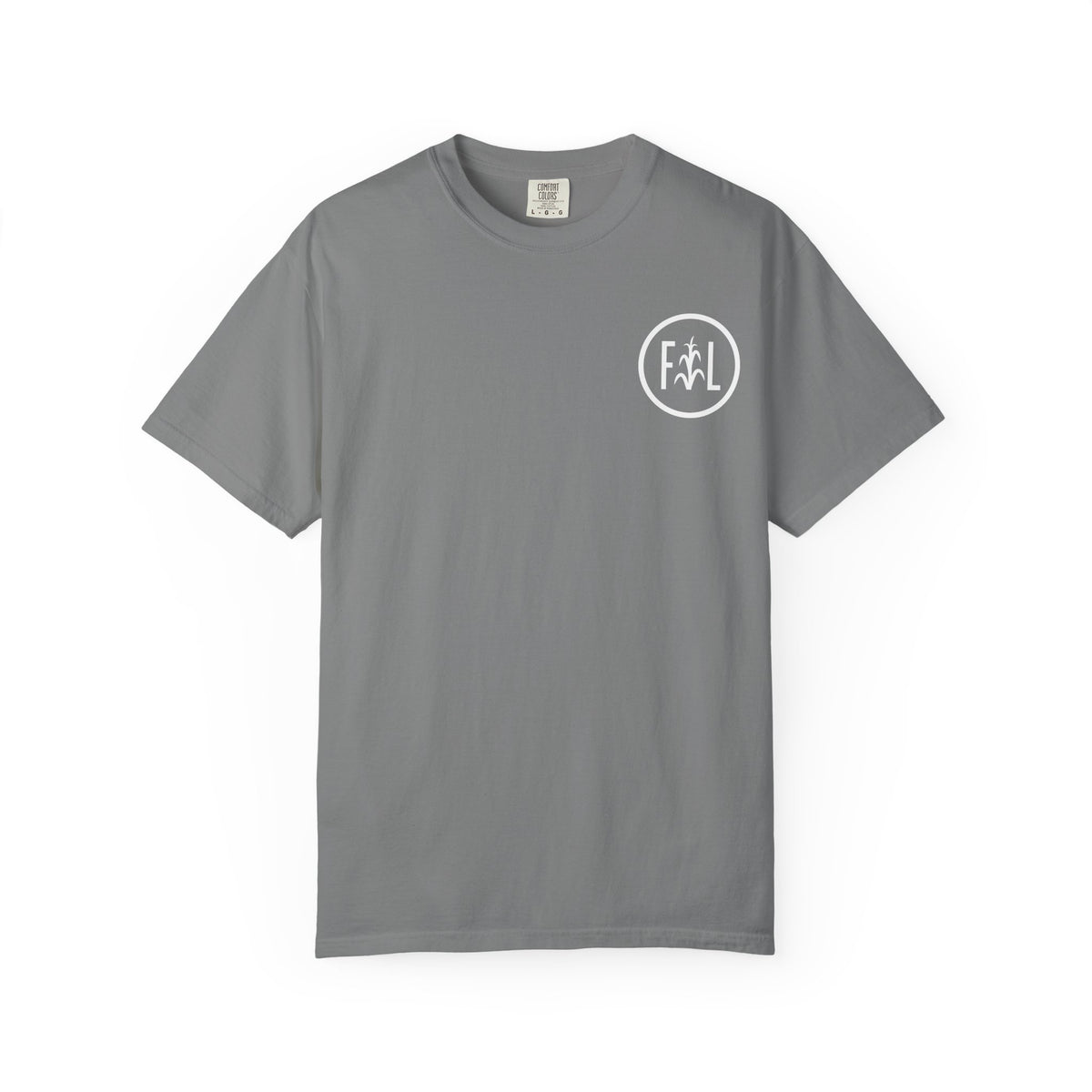 Flatlander Unisex Garment-Dyed T-shirt White Flatlander Logo- Comfort Colors