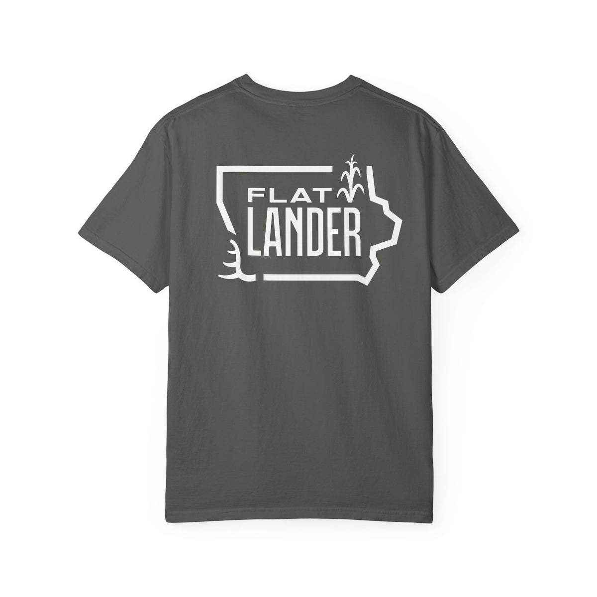 Flatlander Unisex Garment-Dyed T-shirt White Flatlander Logo- Comfort Colors