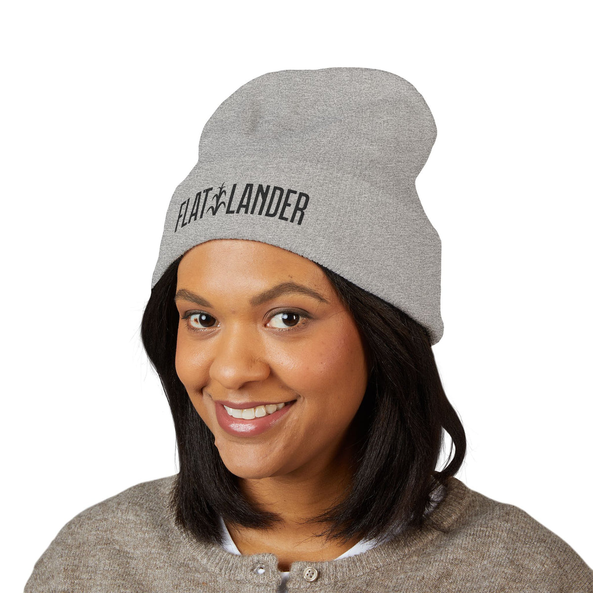 Flatlander Embroidered Beanie - Cozy Winter Wear, Perfect for Outdoor Activities.