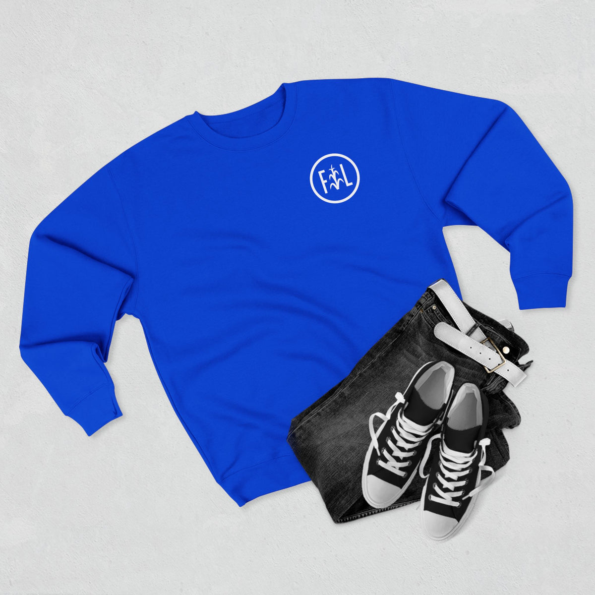 Flatlander Unisex Crewneck Sweatshirt- White Logo