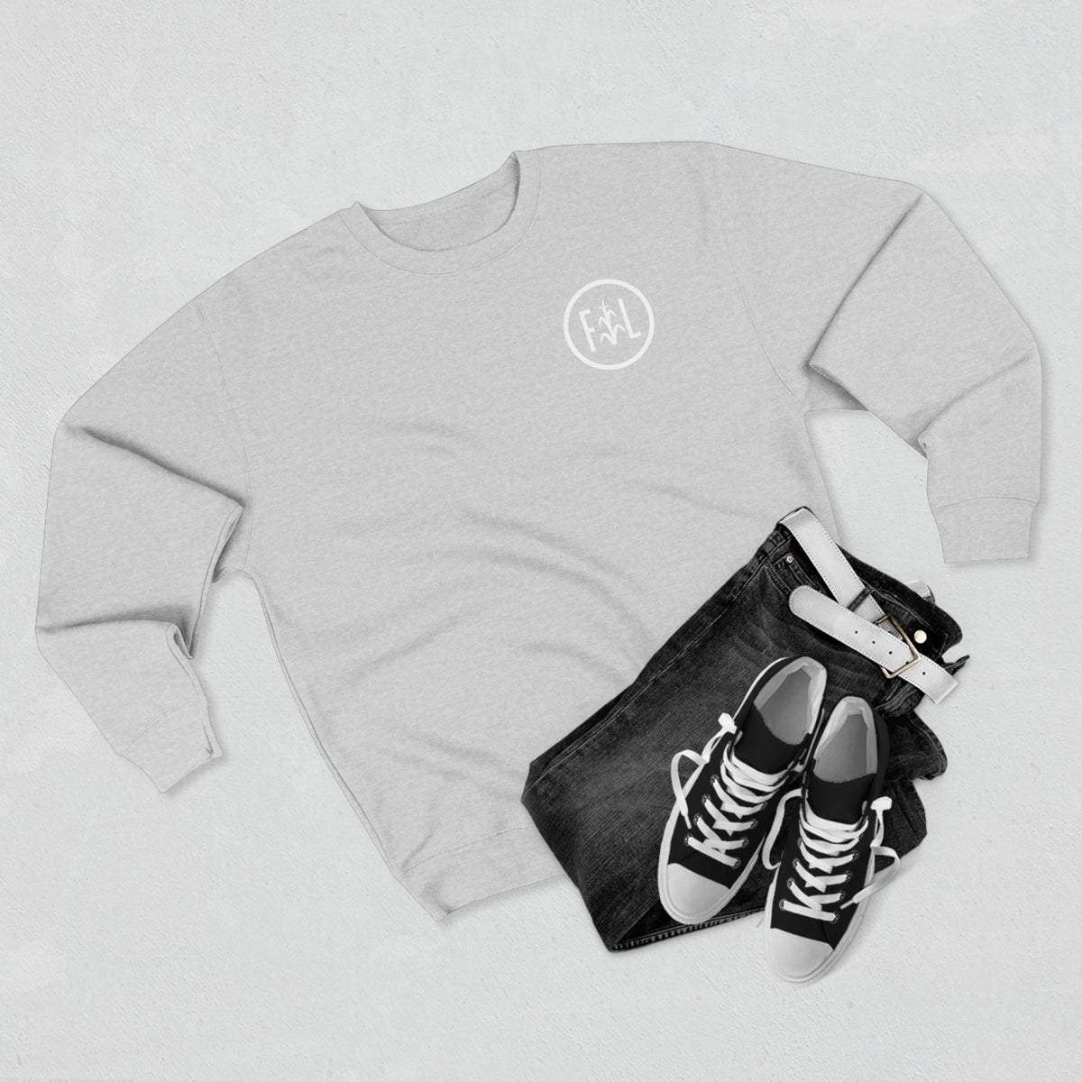 Flatlander Unisex Crewneck Sweatshirt- White Logo