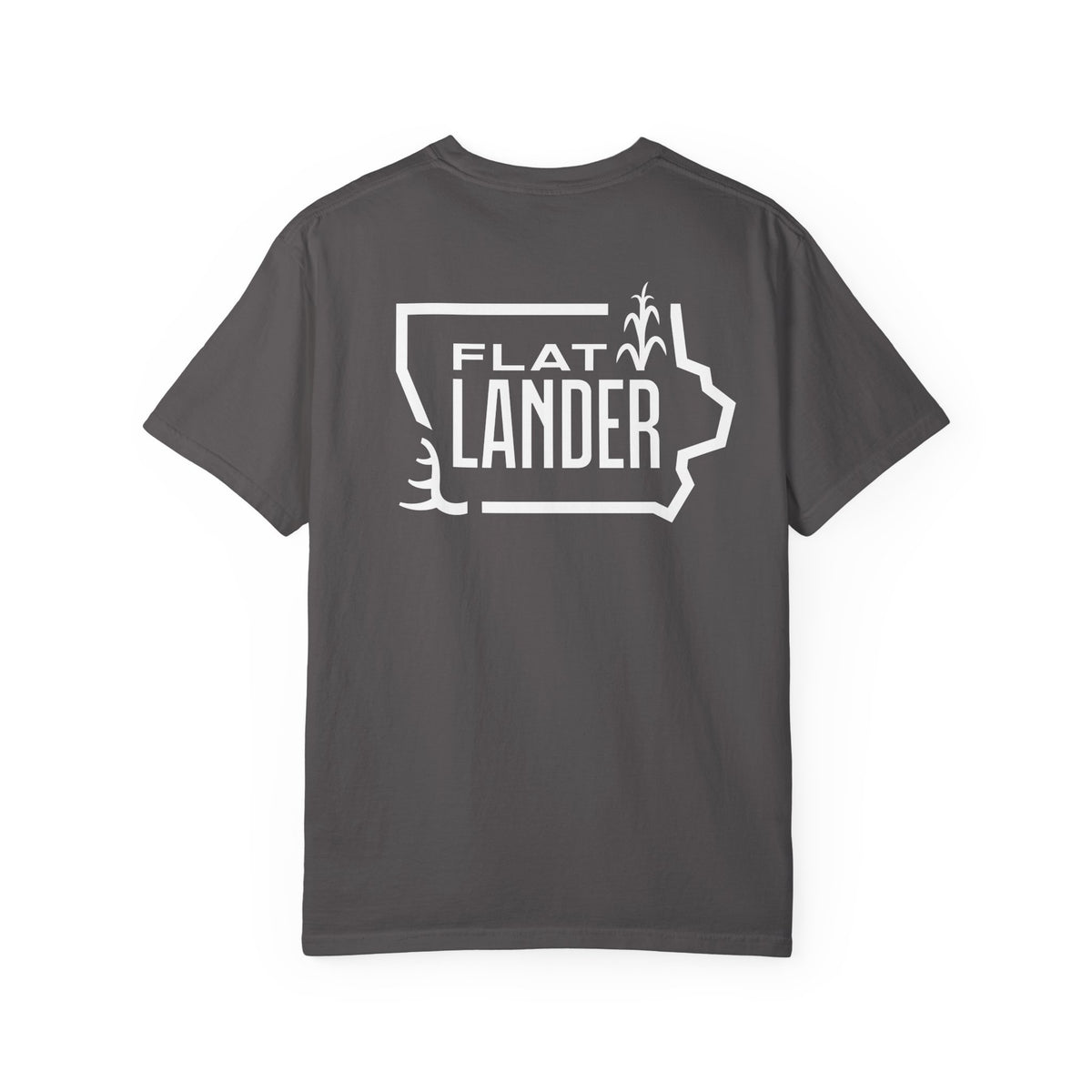 Flatlander Unisex Garment-Dyed T-shirt White Flatlander Logo- Comfort Colors