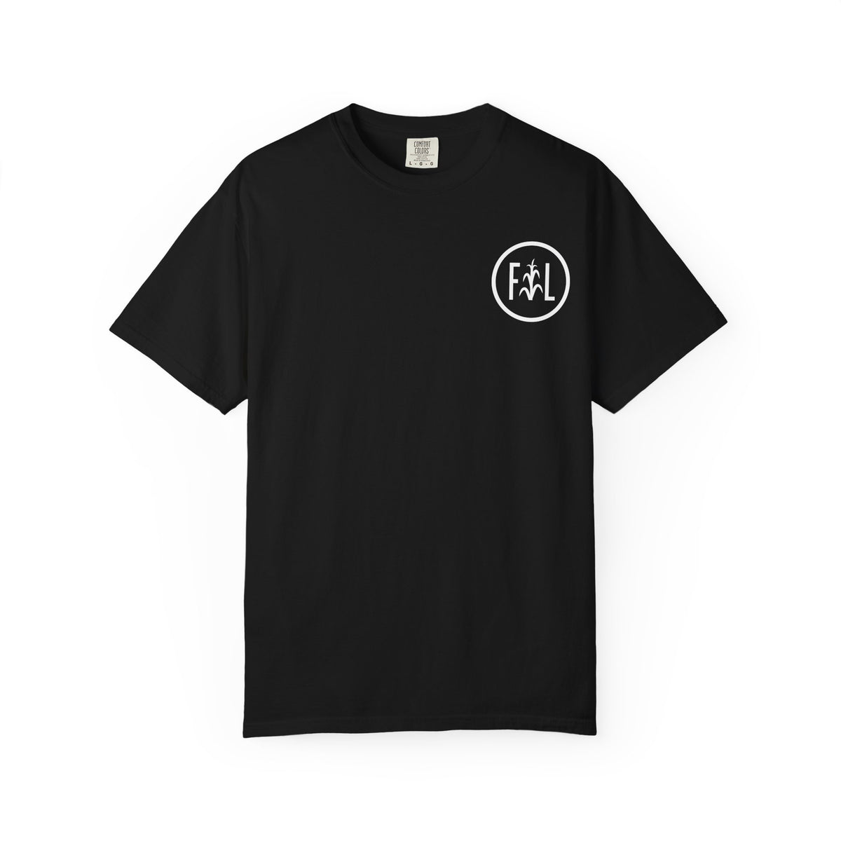 Flatlander Unisex Garment-Dyed T-shirt White Flatlander Logo- Comfort Colors