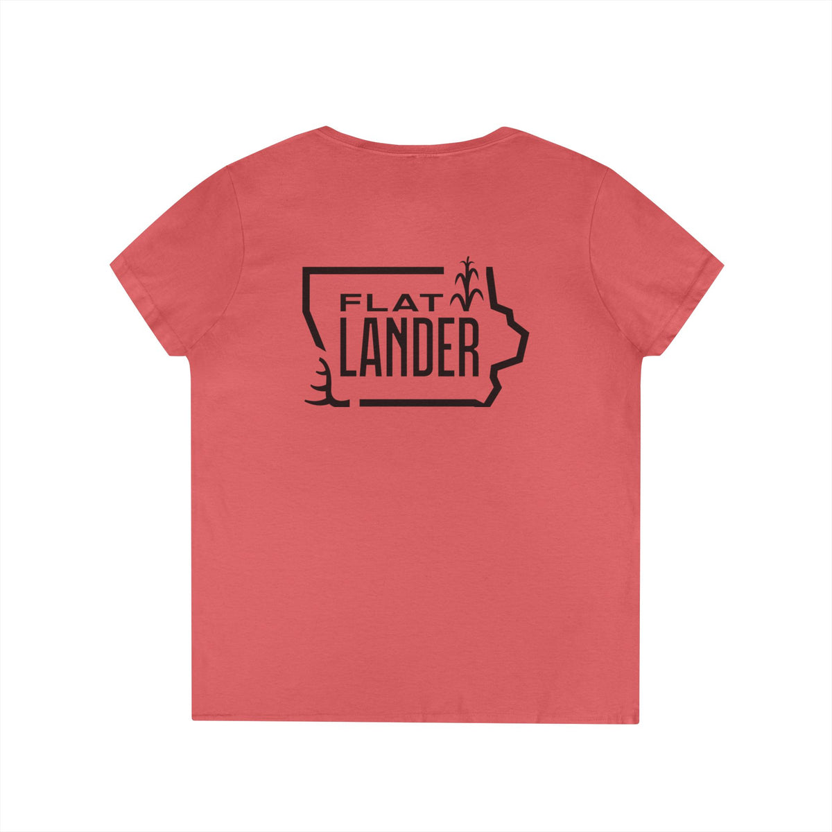 Flat Lander Ladies' V-Neck T-Shirt, Casual Tee.