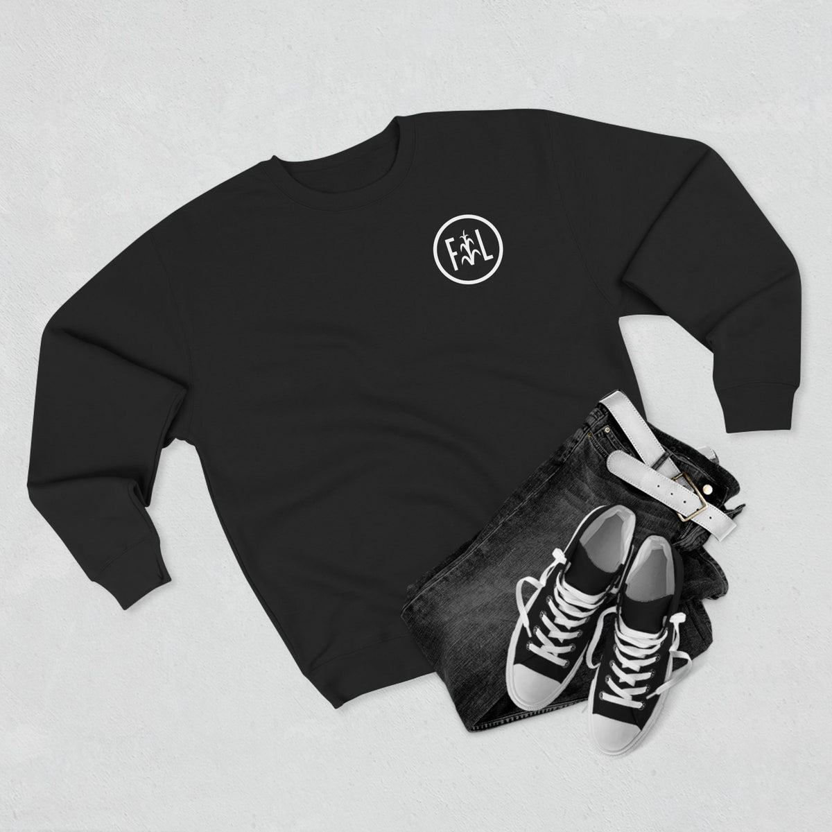 Flatlander Unisex Crewneck Sweatshirt- White Logo
