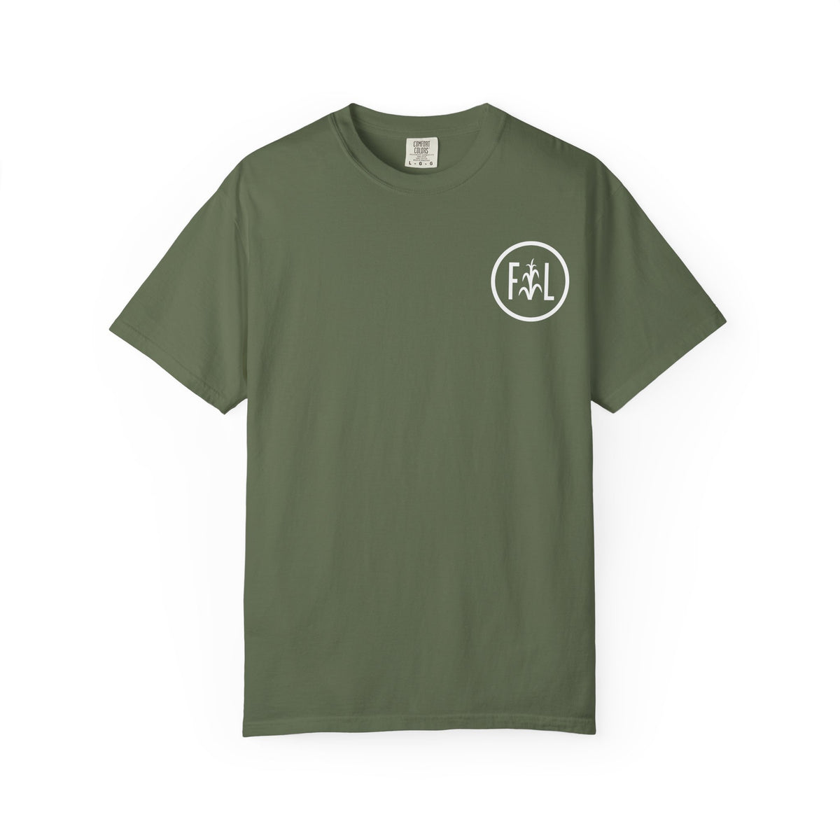 Flatlander Unisex Garment-Dyed T-shirt White Flatlander Logo- Comfort Colors