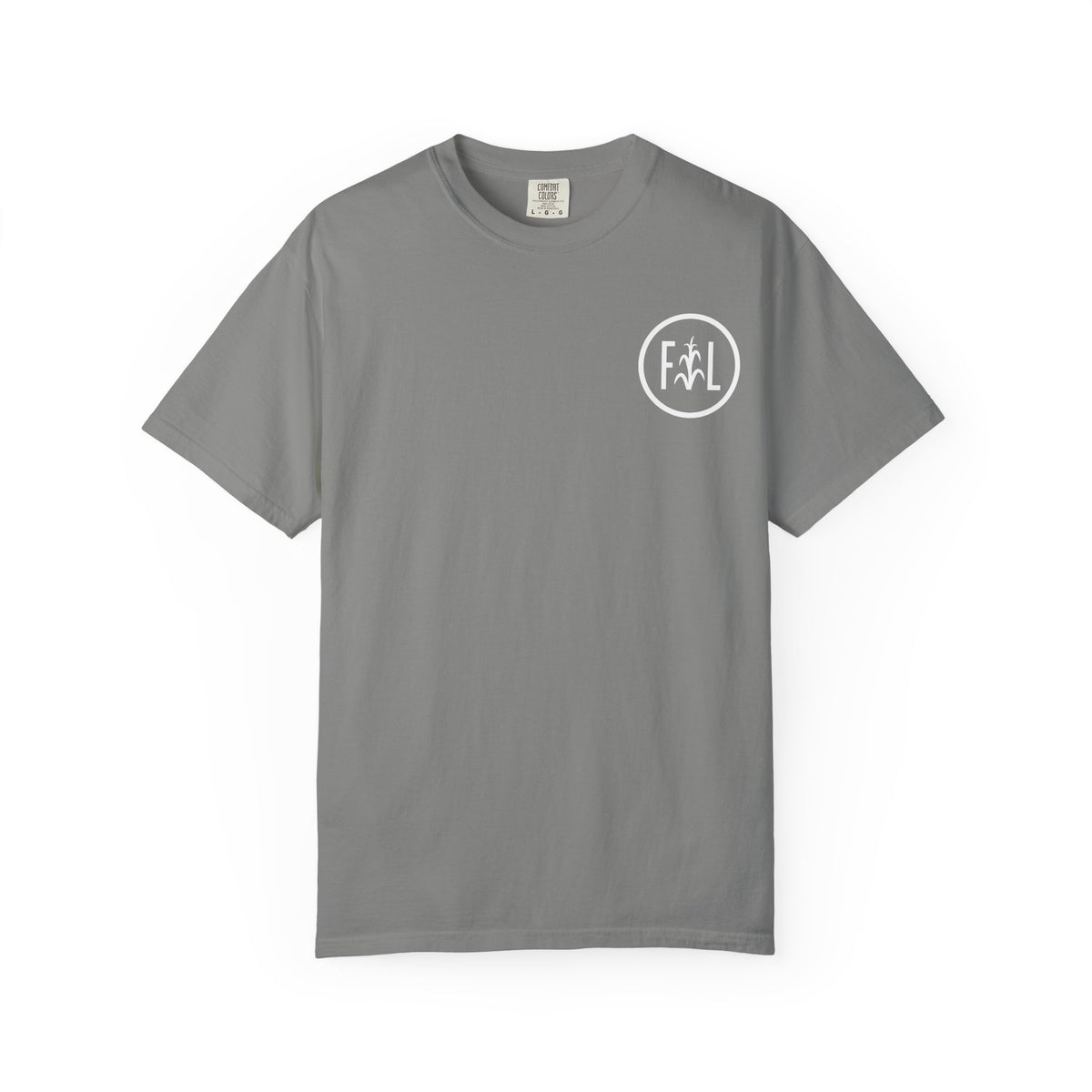 Flatlander Unisex Garment-Dyed T-shirt White Flatlander Logo- Comfort Colors