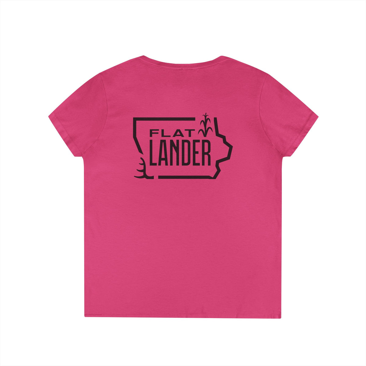 Flat Lander Ladies' V-Neck T-Shirt, Casual Tee.